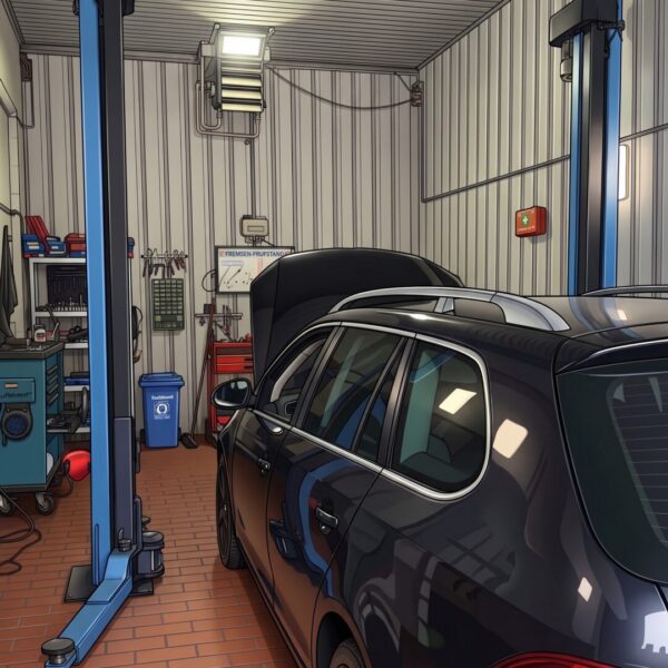 Werkstatt mit Hebebühne des Autohaus Wollmann - Comic Style
